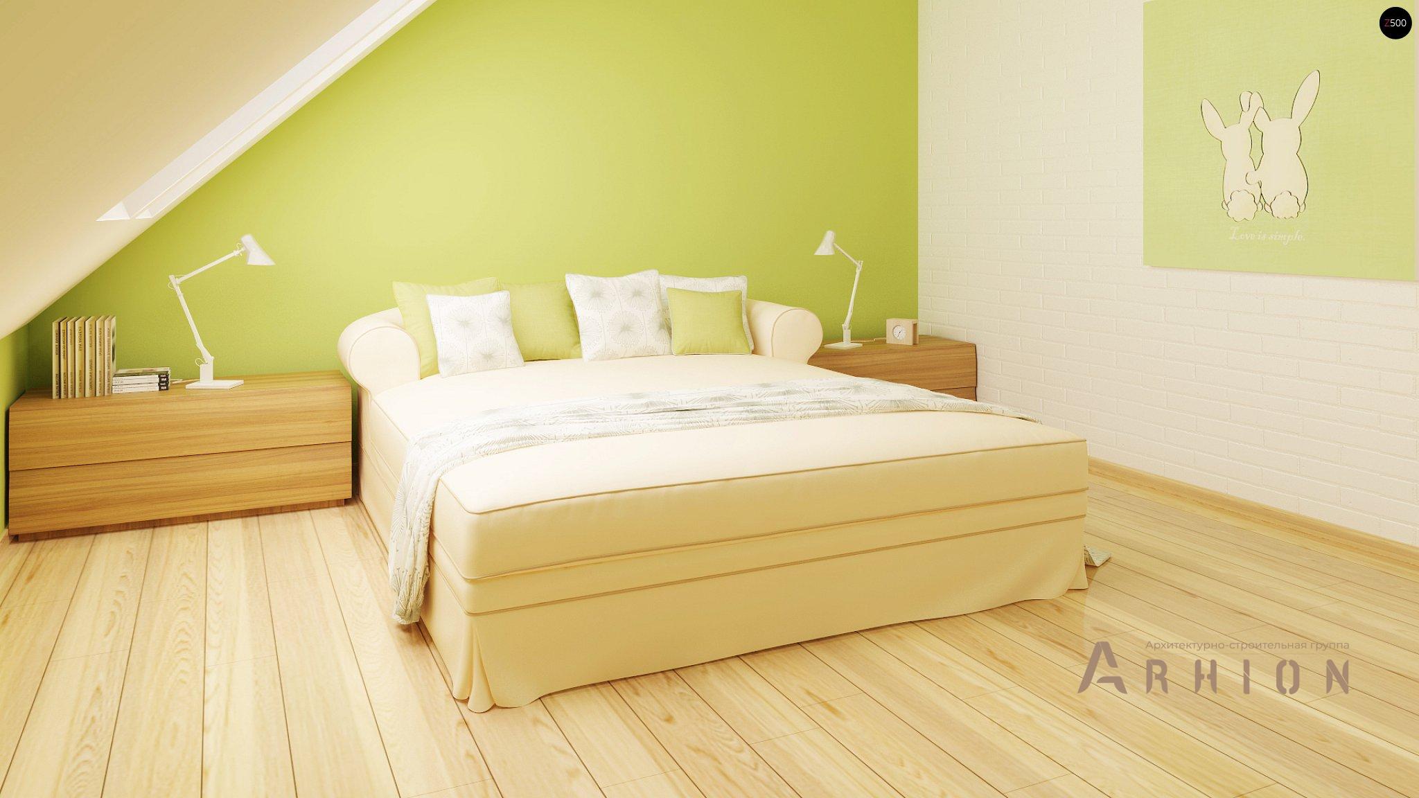 10. Проект одноэтажного дома в европейском стиле с двускатной кровлей, Z40 os, площадью - 142 кв c мансардой